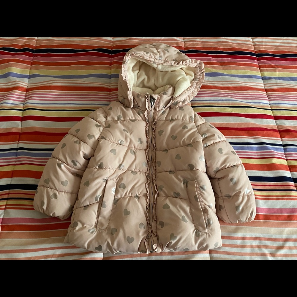 2-3 year toddler girl pink and hearts coat
